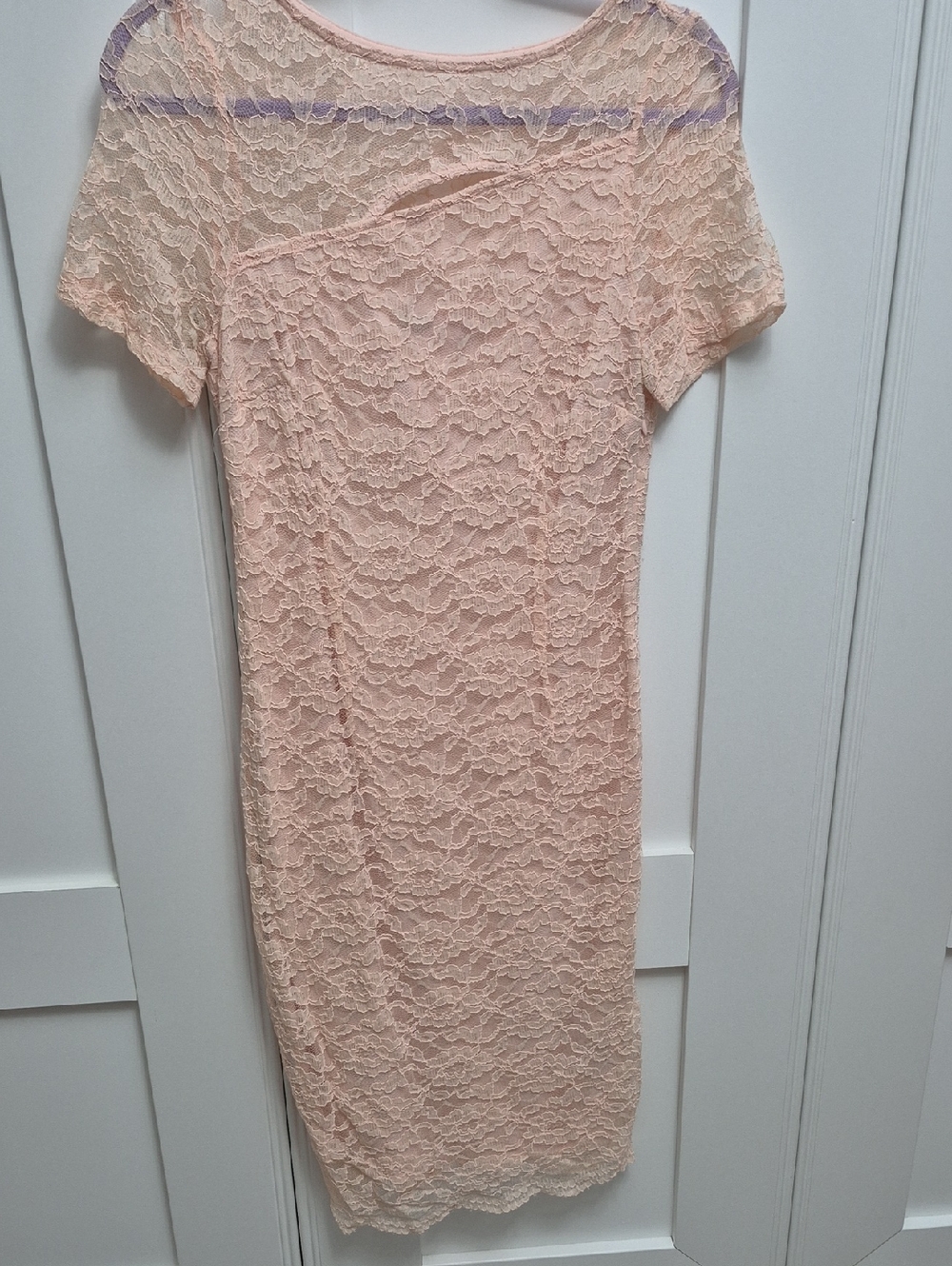 Midi Lace Dress in Blush Pink